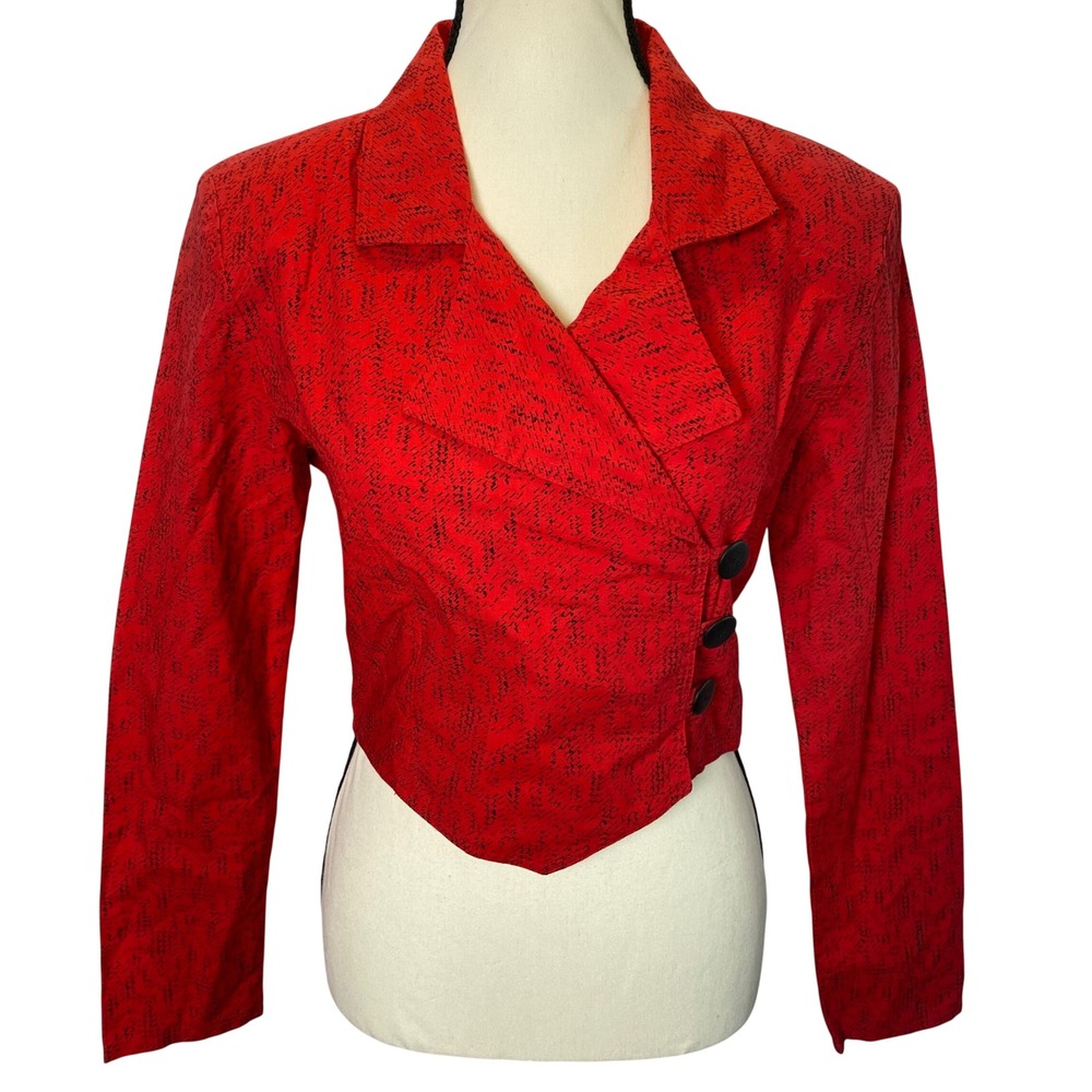 Vintage Oops California Cropped Blazer Top Women Small Asymmetrical  Retro 80's